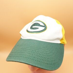 Vintage Green Bay Packers Hat Cap Strap Back Mens Green Yellow NFL Football 90s